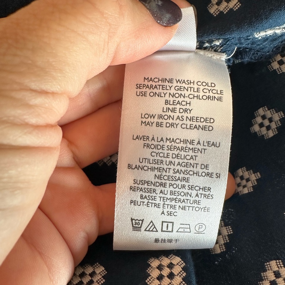 Anthropologie blue and white Dolman Sleeve button up blouse - Picture 12 of 12